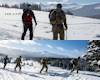 February 18, 2025 - Soldiers with 10th Mountain Division (LI), the Colorado National Guard, 10th Special Forces Group (Airborne), and members of the National Ski Patrol begin the Camp Hale to Vail Traverse cross-country ski trek in Vail Pass near Vail, Colorado. This nine mile cross-country ski trek pays tribute to the division’s World War II legacy, when Soldiers trained in the rugged Rockies to prepare for alpine warfare. (Image created by USA Patriotism! from U.S. Army photos by Pfc. Abigail Stewart.)