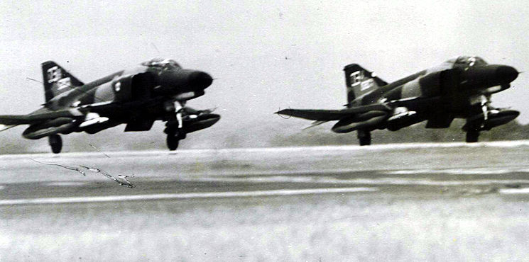 Two F-4s taking off circa 1965, at Eglin Air Force Base, Florida. (Courtesy photo provided by U.S. Air Force)